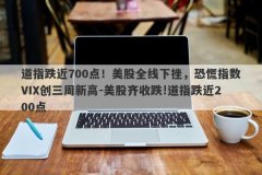 道指跌近700点！美股全线下挫，恐慌指数VIX创三周新高-美股齐收跌!道指跌近
