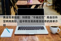 黄金交易提醒：特朗普“不确定性”助金价升至四周高位，超半数交易商看涨后