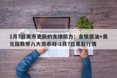 1月7日美市更新的支撑阻力：金银原油+美元指数等八大货币对-1月7日美股行情