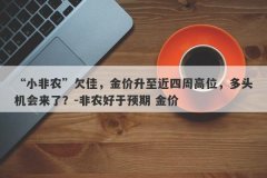 “小非农”欠佳，金价升至近四周高位，多头机会来了？-非农好于预期 金价