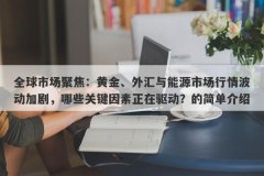 全球市场聚焦：黄金、外汇与能源市场行情波动加剧，哪些关键因素正在驱动？