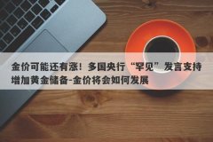 金价可能还有涨！多国央行“罕见”发言支持增加黄金储备-金价将会如何发展
