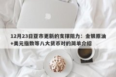 12月23日亚市更新的支撑阻力：金银原油+美元指数等八大货币对的简单介绍