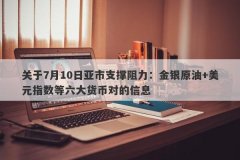 关于7月10日亚市支撑阻力：金银原油+美元指数等六大货币对的信息