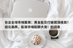 包含全球市场聚焦：黄金能否打破震荡格局？纽元暴跌，能源市场酝酿大变！的