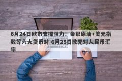 6月24日欧市支撑阻力：金银原油+美元指数等六大货币对-6月25日欧元对人民币汇