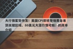 大行情蓄势待发！美国CPI即将登场黄金来到关键区域、80美元大涨行情可期？的
