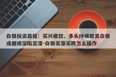 白银投资晨报：买兴疲软、多头持续撤离白银或继续深陷泥潭-白银买涨买跌怎