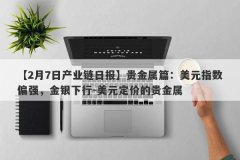 【2月7日产业链日报】贵金属篇：美元指数偏强，金银下行-美元定价的贵金属