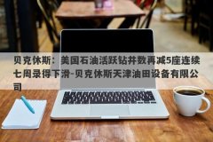 贝克休斯：美国石油活跃钻井数再减5座连续七周录得下滑-贝克休斯天津油田设