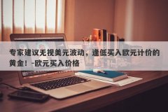 专家建议无视美元波动，逢低买入欧元计价的黄金！-欧元买入价格
