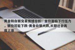 黄金和白银交易情绪分析：金价面临下行压力，银价可能下跌-黄金白银大跌,长