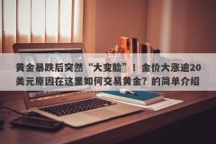 黄金暴跌后突然“大变脸”！金价大涨逾20美元原因在这里如何交易黄金？的简