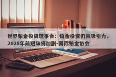 世界铂金投资理事会：铂金投资仍具吸引力，2028年前短缺将加剧-国际铂金协会