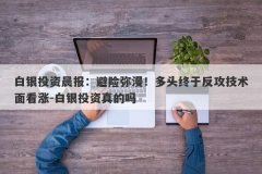 白银投资晨报：避险弥漫！多头终于反攻技术面看涨-白银投资真的吗