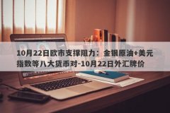 10月22日欧市支撑阻力：金银原油+美元指数等八大货币对-10月22日外汇牌价