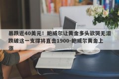 暴跌近40美元！鲍威尔让黄金多头欲哭无泪跌破这一支撑将直击1900-鲍威尔黄金