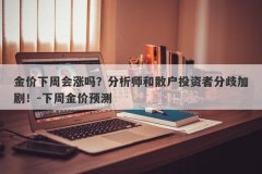 金价下周会涨吗？分析师和散户投资者分歧加剧！-下周金价预测