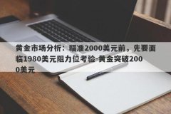 黄金市场分析：瞄准2000美元前，先要面临1980美元阻力位考验-黄金突破2000美元