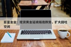 巨富金业：现货黄金延续隔夜跌势，扩大回吐空间