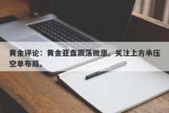 黄金评论：黄金亚盘震荡微涨。关注上方承压空单布局。